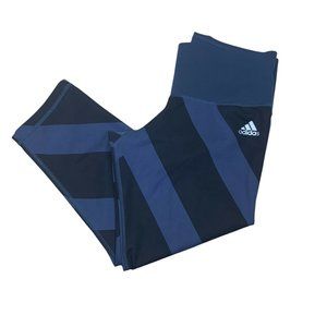 Adidas Climate Capri Leggings Purple And Black Striped Accent Womens Size Small